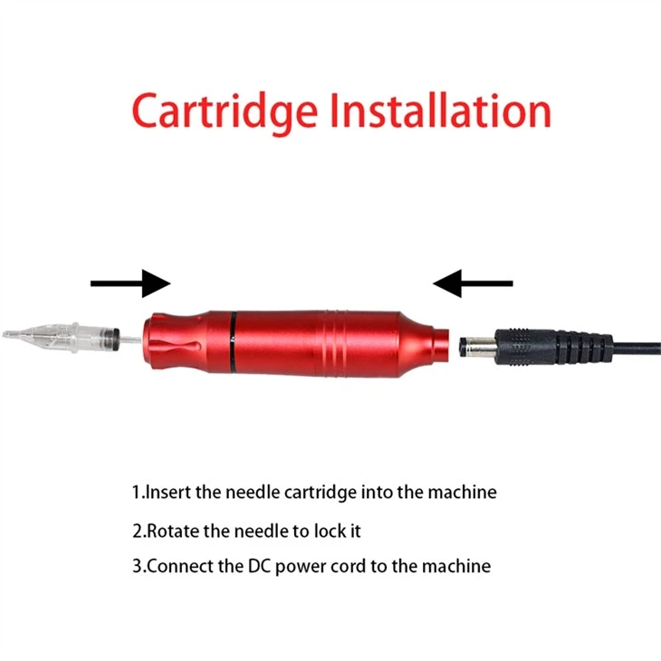 Pro Tattoo Kit Red Rotary Tattoo Pen